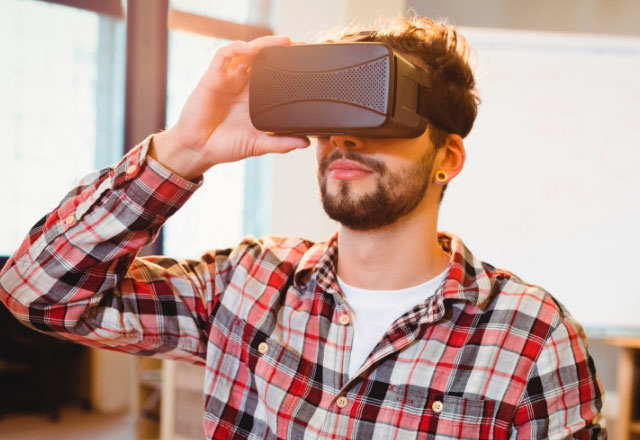 Man using VR headset