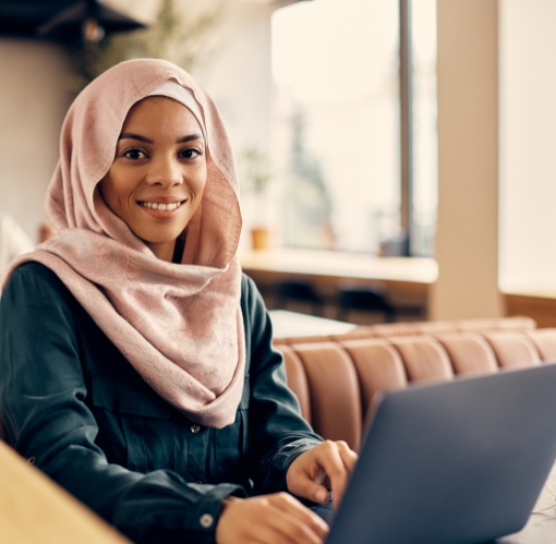Woman using a laptop